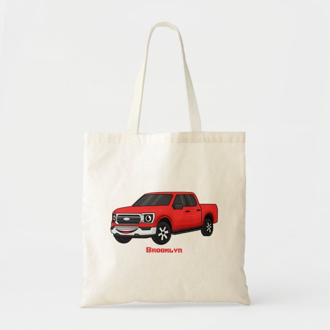Tote Bag Illustration de dessin animé de camionnette rouge  (Devant)