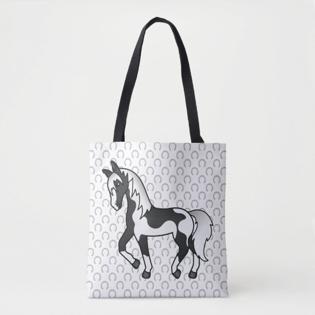 Tote Bag Illustration de dessin animé de cheval trottant Pi (Devant)