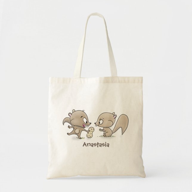 Tote Bag Illustration de dessin animé de petits écureuils d (Devant)