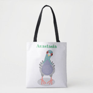 Tote Bag Illustration de dessin animé de pigeon curieux drô
