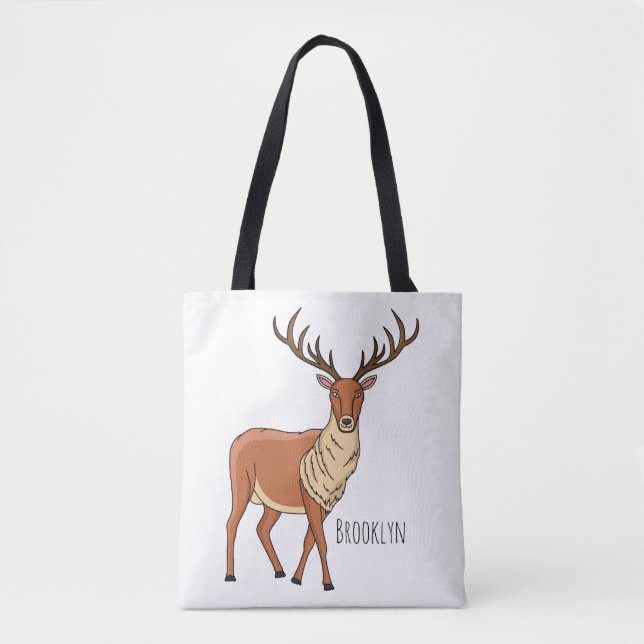 Tote Bag Illustration de dessin animé de renne (Devant)