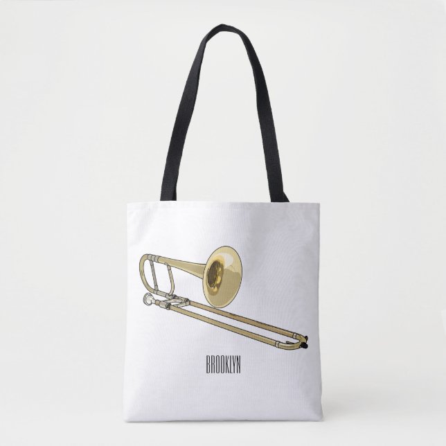 Tote Bag Illustration de dessin animé de Trombone (Devant)