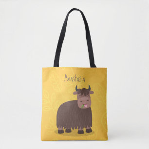 Tote Bag Illustration de dessin animé drôle de yak heureux