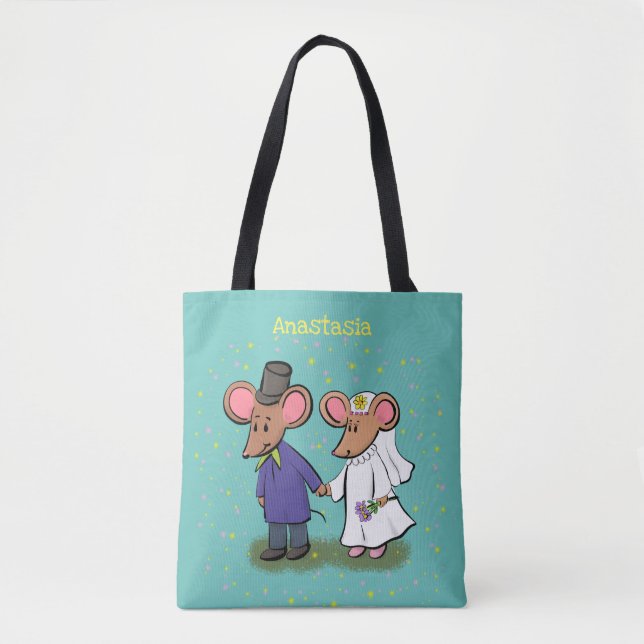 Tote Bag Illustration de dessin animé d'un couple de souris (Devant)
