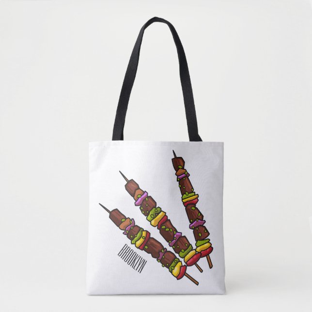 Tote Bag Illustration de dessin animé Kebab ou kabob (Devant)