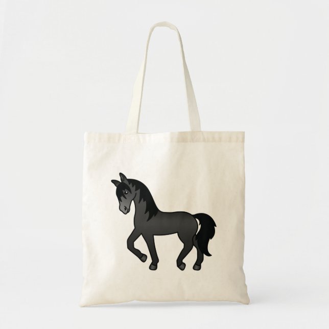 Tote Bag Illustration de dessin animé mignon de cheval trot (Devant)