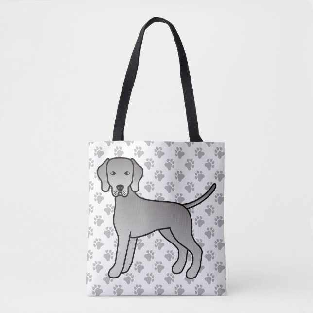 Tote Bag Illustration de dessin animé mignon de chien Weima (Devant)