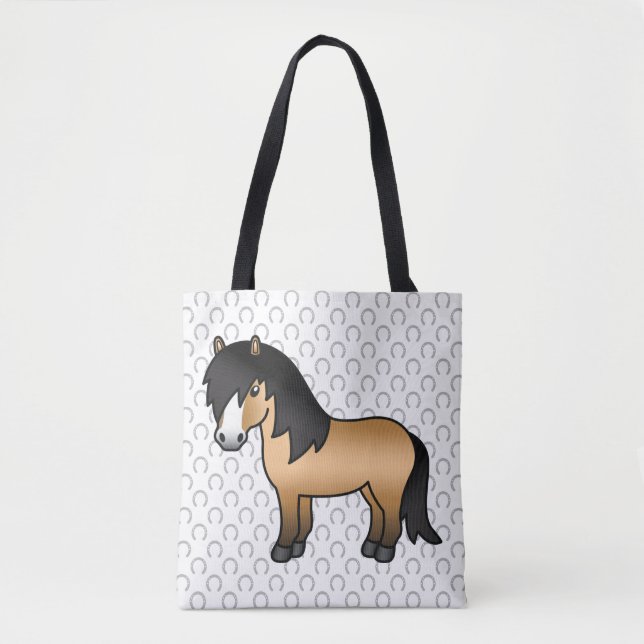 Tote Bag Illustration de dessin animé mignon de poney Shetl (Devant)