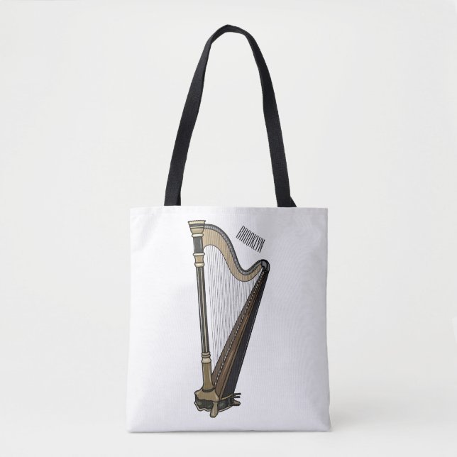 Tote Bag Illustration de dessin animé sur la harpe (Devant)