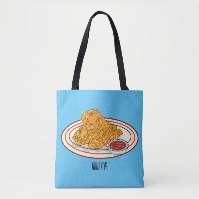 Tote Bag Illustration de dessin animé sur le poulet frit (Devant)