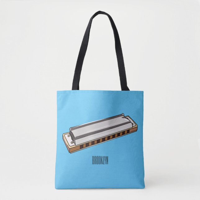 Tote Bag Illustration de dessin d'Harmonica (Devant)