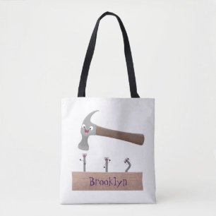 Tote Bag Illustration de dessin mignon, marteau et ongles