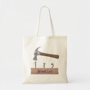 Tote Bag Illustration de dessin mignon, marteau et ongles