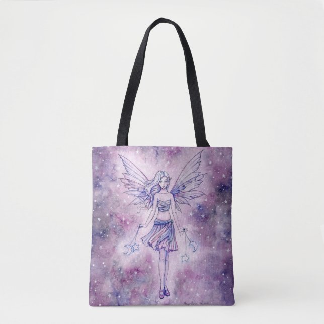 Tote Bag Illustration de fantaisie de fée violette mignonne (Devant)