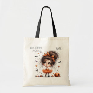 Tote Bag Illustration de fille d'Halloween mignonne et effr