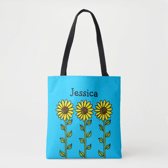 Tote Bag Illustration de fleurs de soleil mignonnes Nom per (Devant)