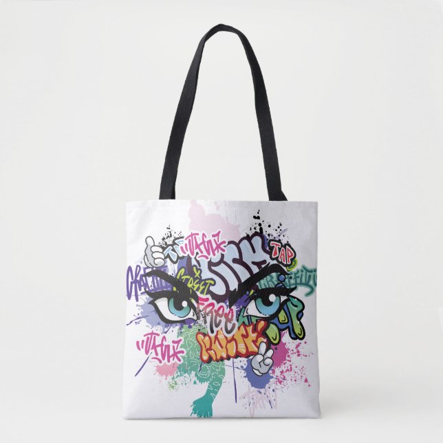 Tote Bag Illustration de graffiti avec lettres de graffitis (Devant)