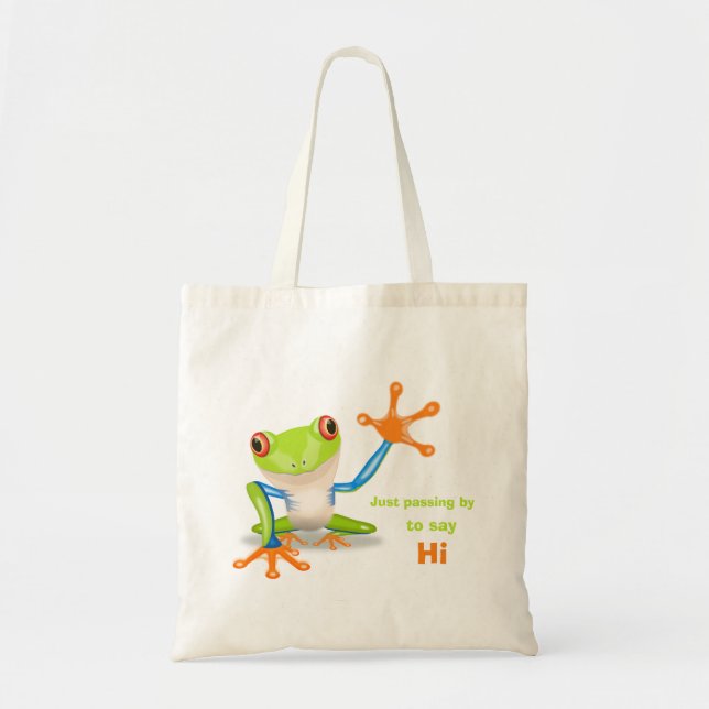 Tote Bag Illustration de grenouille à yeux rouges agitant (Devant)