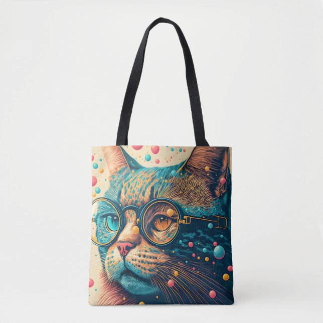 Tote Bag Illustration de gros plan de chat Kitty (Devant)