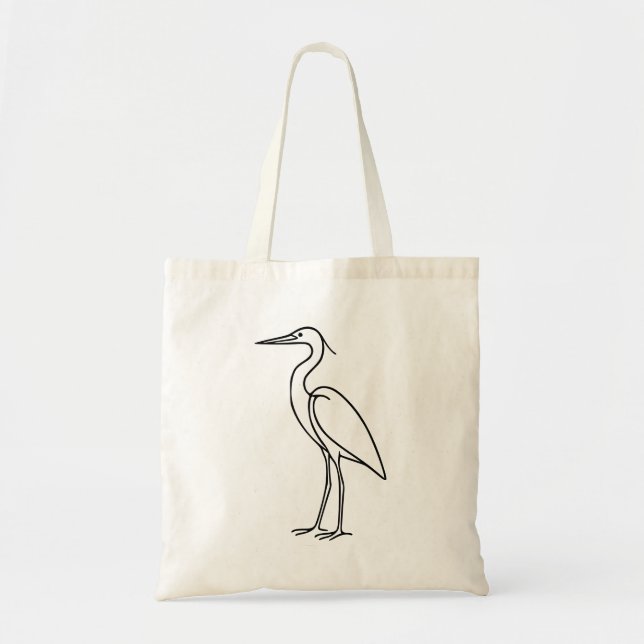 Tote Bag Illustration de héron au trait – Illustration d'oi (Devant)