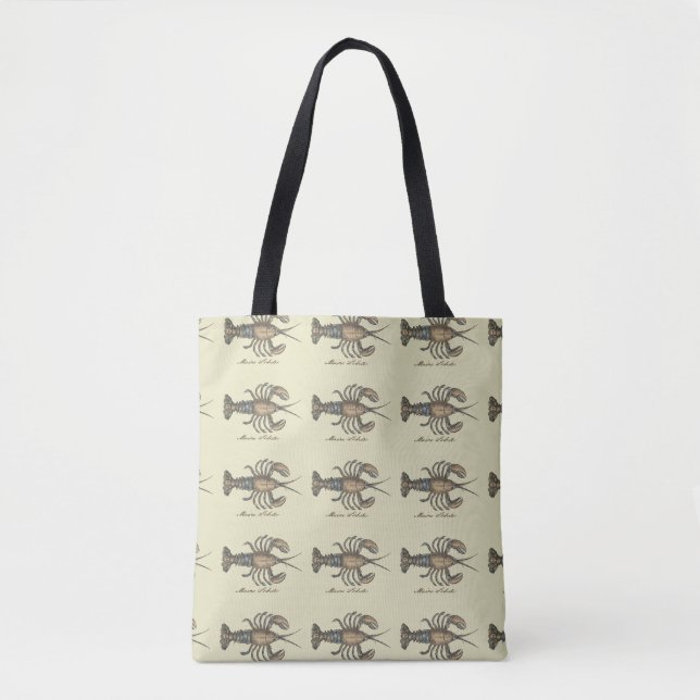 Tote Bag Illustration de homard, fruits de mer du Maine (Devant)