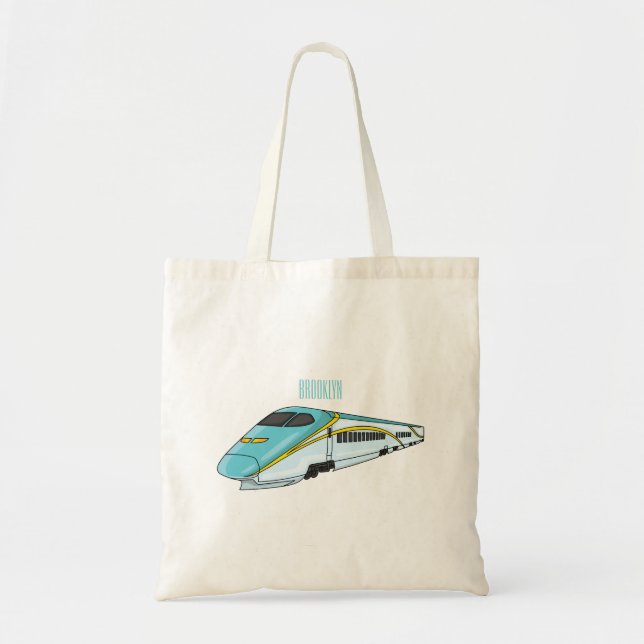 Tote Bag Illustration de la bande dessinée d'un train à bal (Devant)