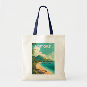 Tote Bag Illustration de la Côte d'Ivoire Voyage Art Vintag