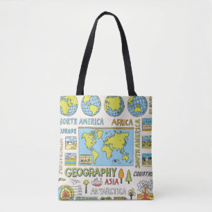 Tote Bag Illustration de la géographie Vintage dessinée à l