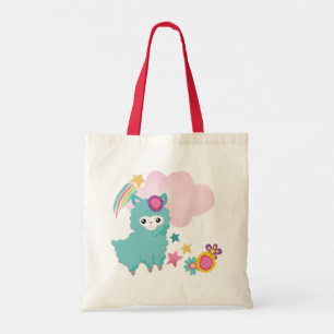 Tote Bag Illustration de la lama Turquoise mignonne