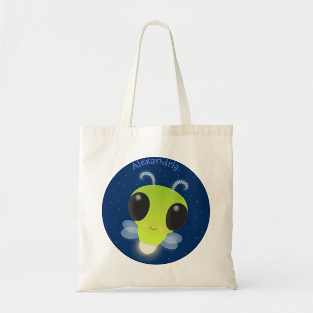 Tote Bag Illustration de la luciole vert mou (Devant)