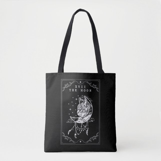 Tote Bag Illustration de la lune de la carte Tarot et du cr (Devant)