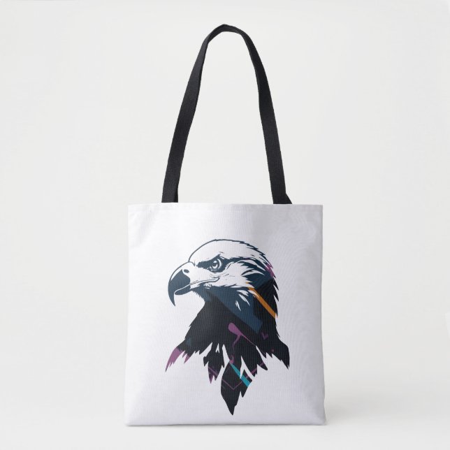 Tote Bag Illustration de la nature de l'aigle Silhouette Fl (Devant)