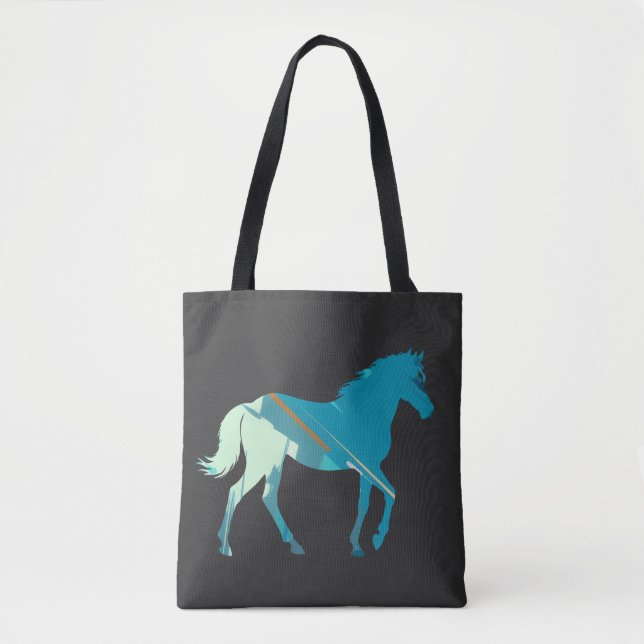 Tote Bag Illustration de la nature du cheval Silhouette Art (Devant)
