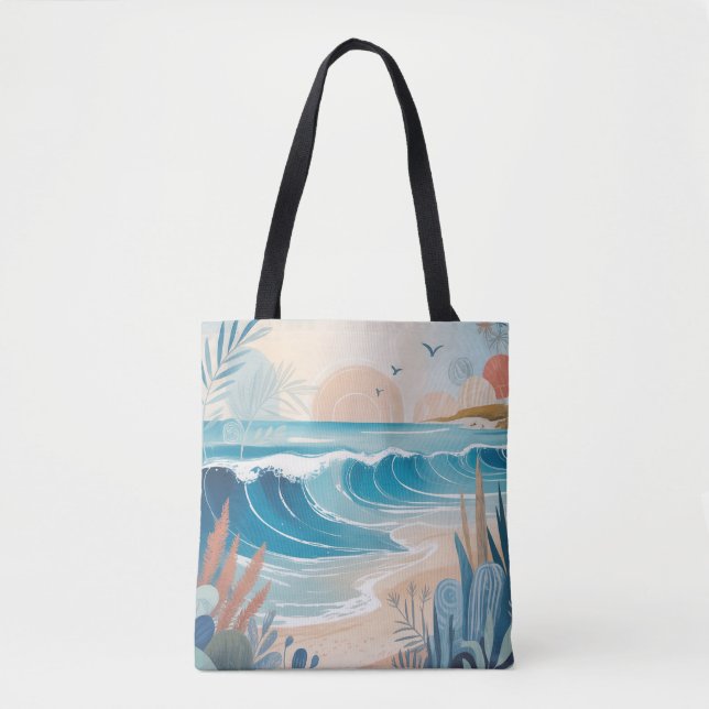 Tote Bag Illustration de la plage bleue (Devant)