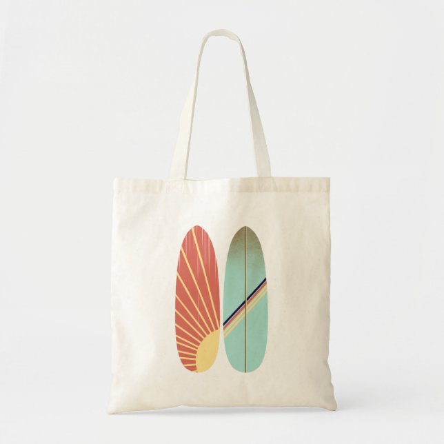 Tote Bag Illustration de la planche de surf rouge et bleue  (Devant)