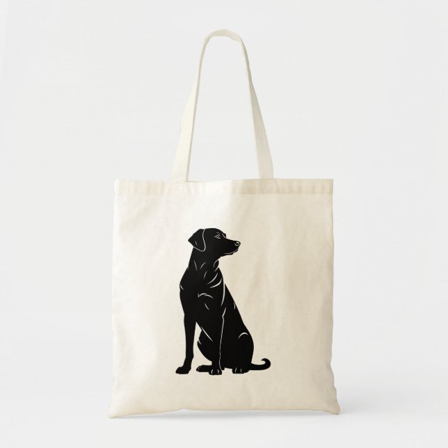 Tote Bag Illustration de la silhouette du labrador noir (Devant)