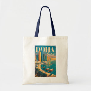 Tote Bag Illustration de la skyline de Doha Qatar Art de vo
