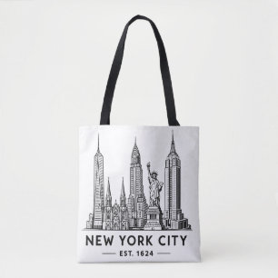 Tote Bag Illustration de la skyline de NYC avec la Statue d