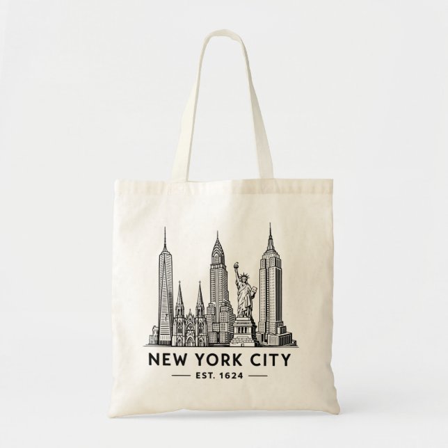 Tote Bag Illustration de la skyline de NYC avec la Statue d (Devant)