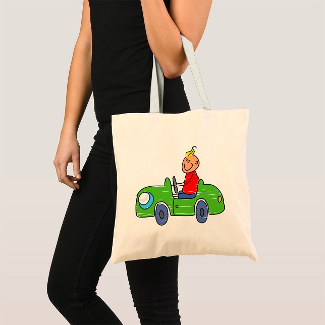 Tote Bag Illustration de la voiture verte pour enfants (Créateur téléchargé)