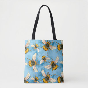 Tote Bag Illustration de l'abeille vintage sur les nuages b