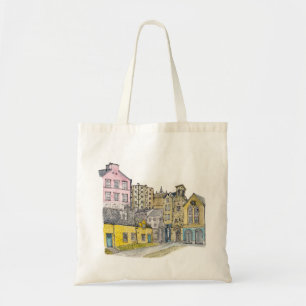 Tote Bag Illustration de l'aquarelle de la vieille ville d'
