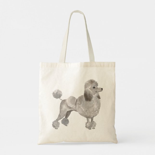 Tote Bag Illustration de l'aquarelle du chien de caniche gr (Dos)