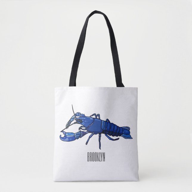 Tote Bag Illustration de l'écrevisse marron bleu (Devant)