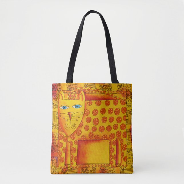 Tote Bag Illustration de léopard à l'aquarelle à motifs (Devant)