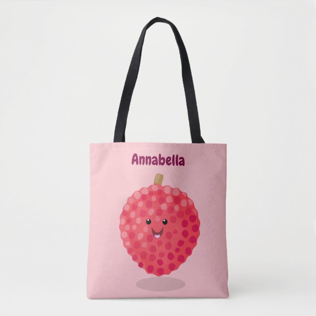 Tote Bag Illustration de litchee rose mignon (Devant)