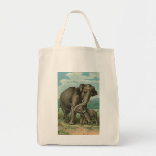 Tote Bag Illustration de livre vintage d'éléphants de bon