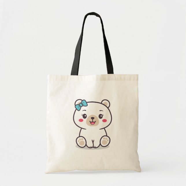 Tote Bag Illustration de l'ours en peluche (Devant)