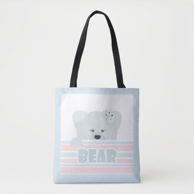 Tote Bag Illustration de l'ours imprimés pour enfants (Devant)