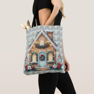 Tote Bag Illustration de maison en pain d'épice cosy pour l
